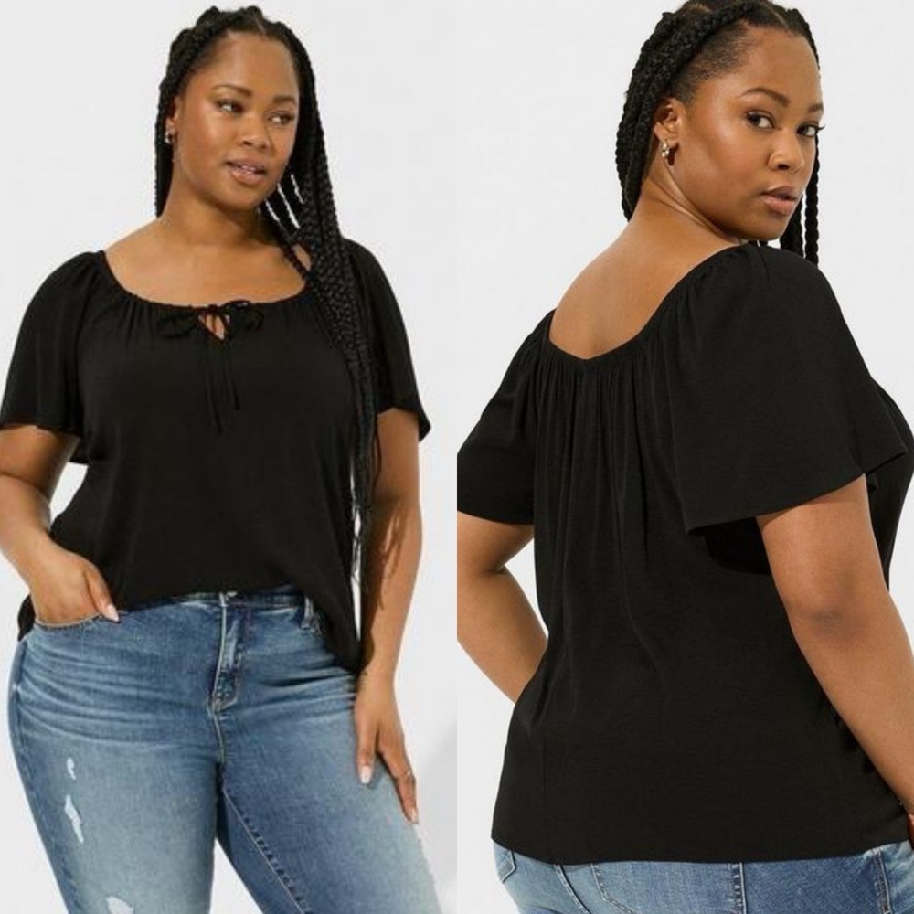 Torrid | Rayon Slub Flutter Short Sleeve Blouse